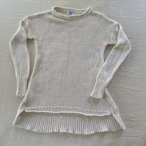 Hiho Sweaters - HIHO Tortola Chunky Knit Sweater Coastal High Low Cotton Blend XS